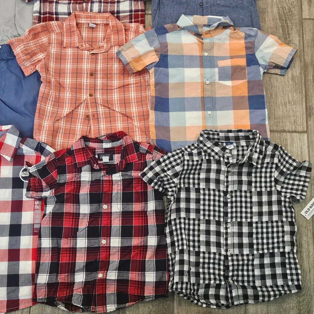 Old Navy Carters Kids Clothing Lot of 17 Boys Size 5T Plaid Shirts Pants Shorts